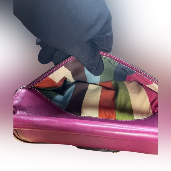 Coach Legacy Wills Purple Grey Leather two way Crossbody Bag - Picture 9 of 9